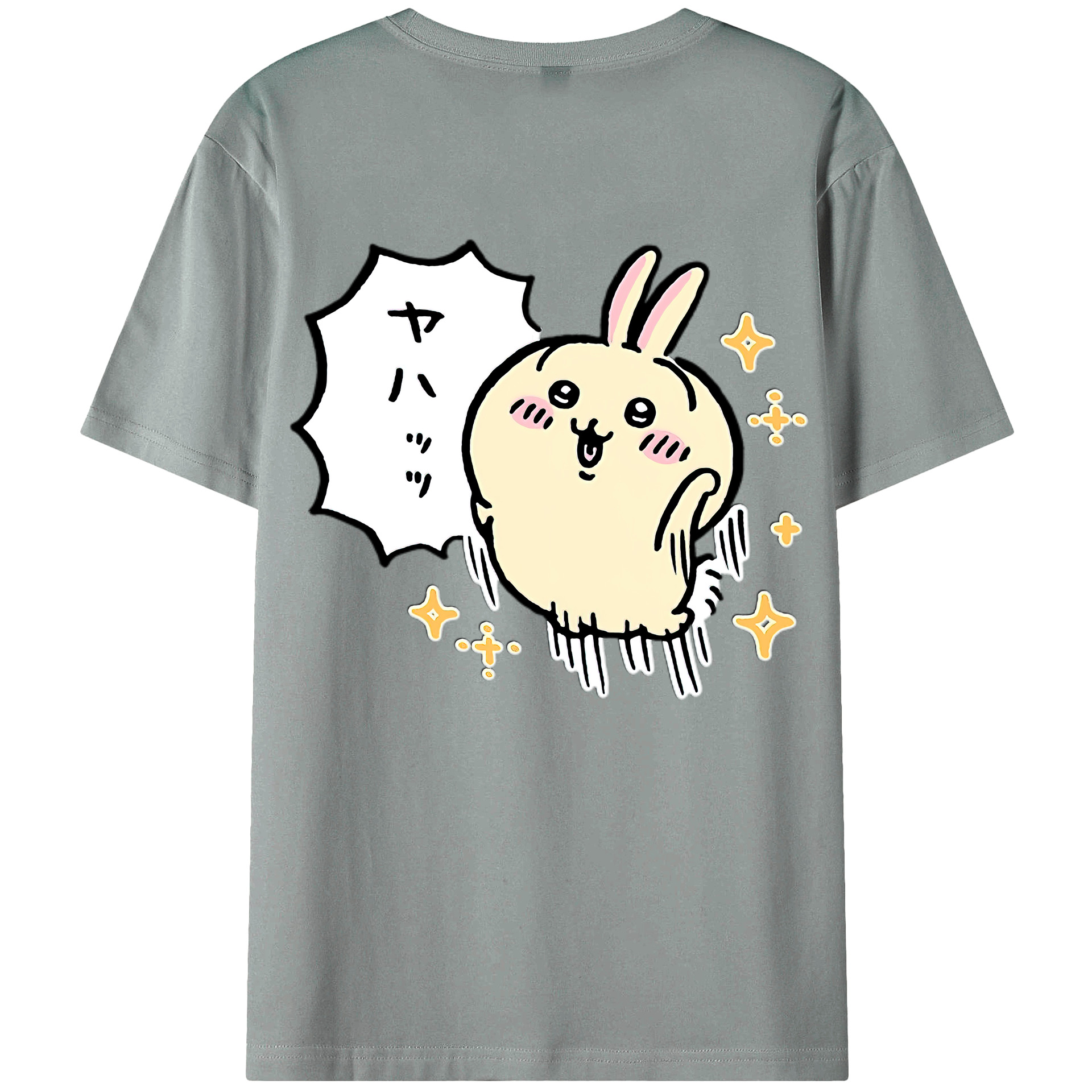 （画像用） ちいかわ うさぎ Chii-kawa usagi 綿100％ メンズ半袖Tシャツ（バックプリント） 通気性